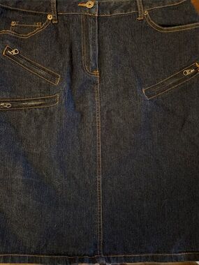Dark Blue Denim skirt with Zip Pocket Details